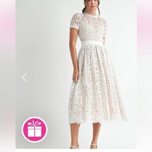 Luxe White Lace Midi Dress